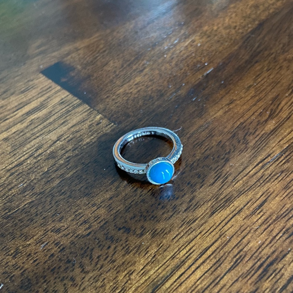 Lia Sophia Silver Ring with Bright Blue Cabochon